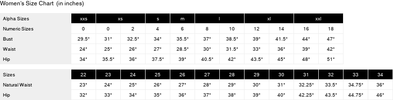 Product size guide