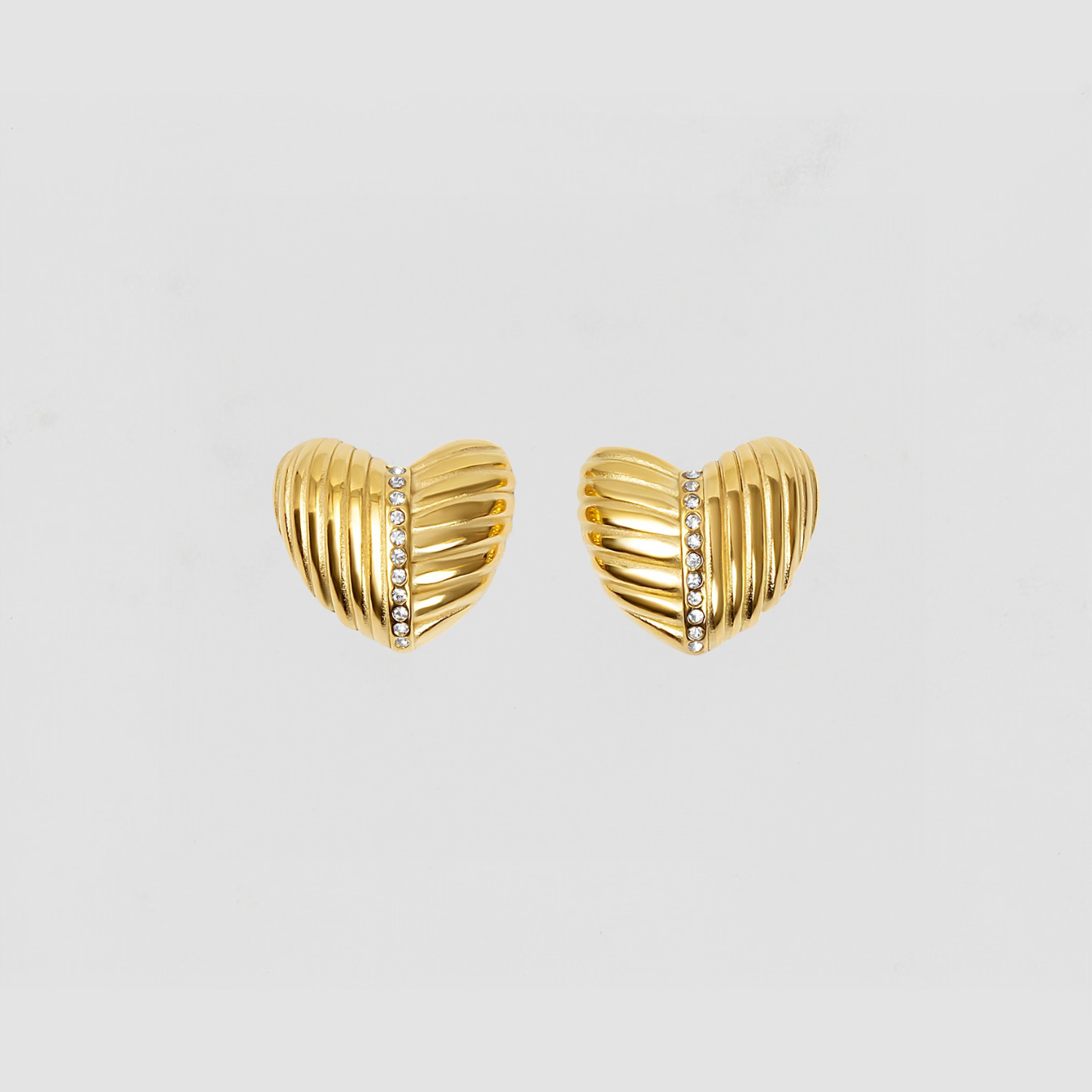 The Linear Pave Heart Earrings | Gold