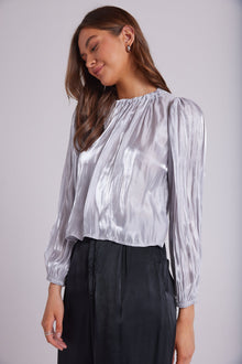 Elastic Shirred Top - Silver Shimmer