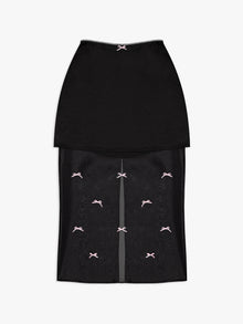 Harper Bow Tiered Skirt | Black Pink Bow