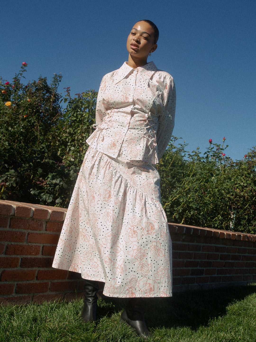Jasper Button Up | Rose Dot White