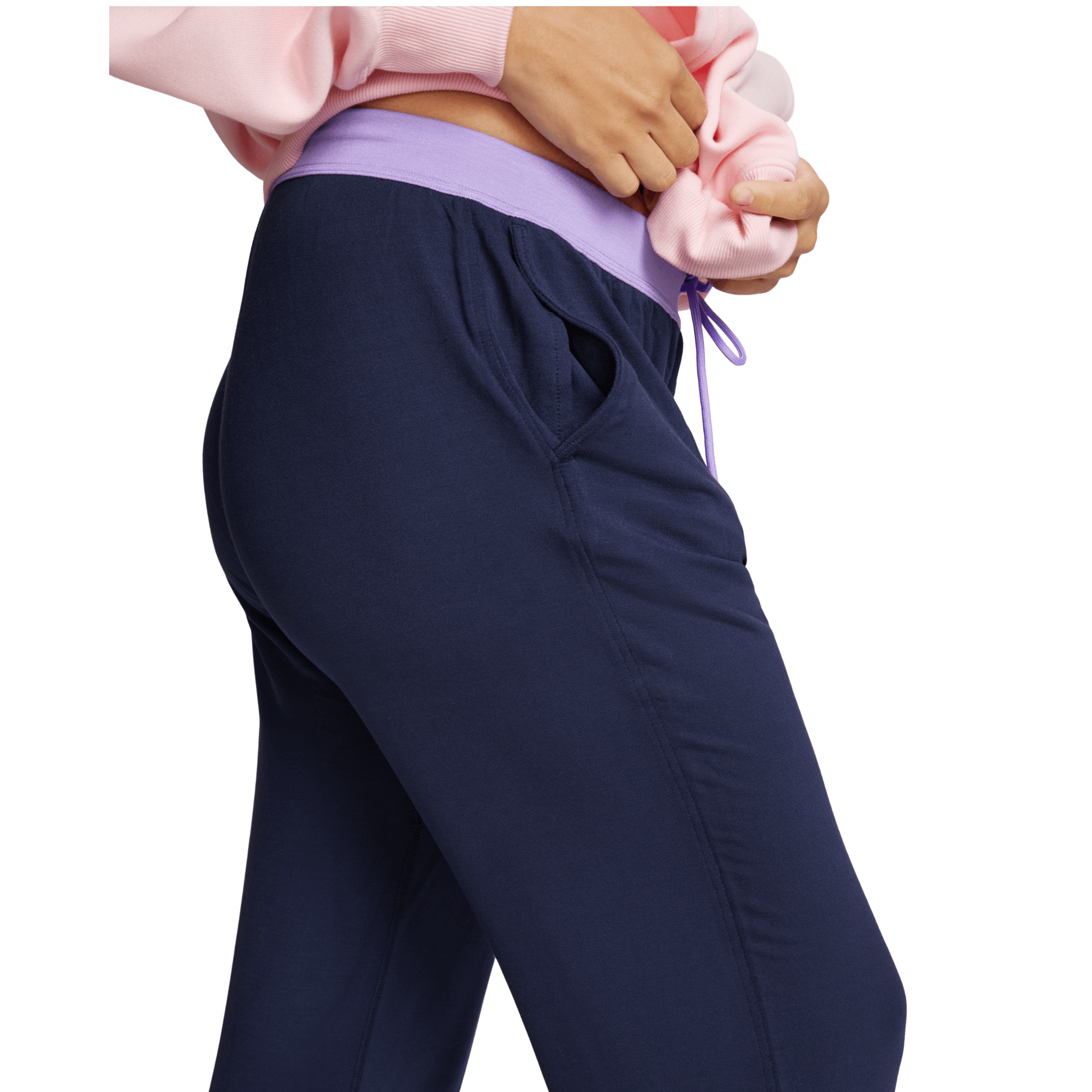 Breathable Modal French Terry Sweatpants | Navy/Hot Purple