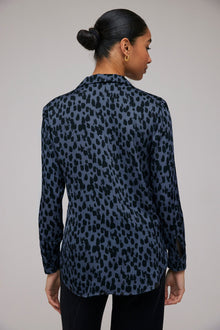 Long Sleeve Clean Shirt - Denim Spots Print