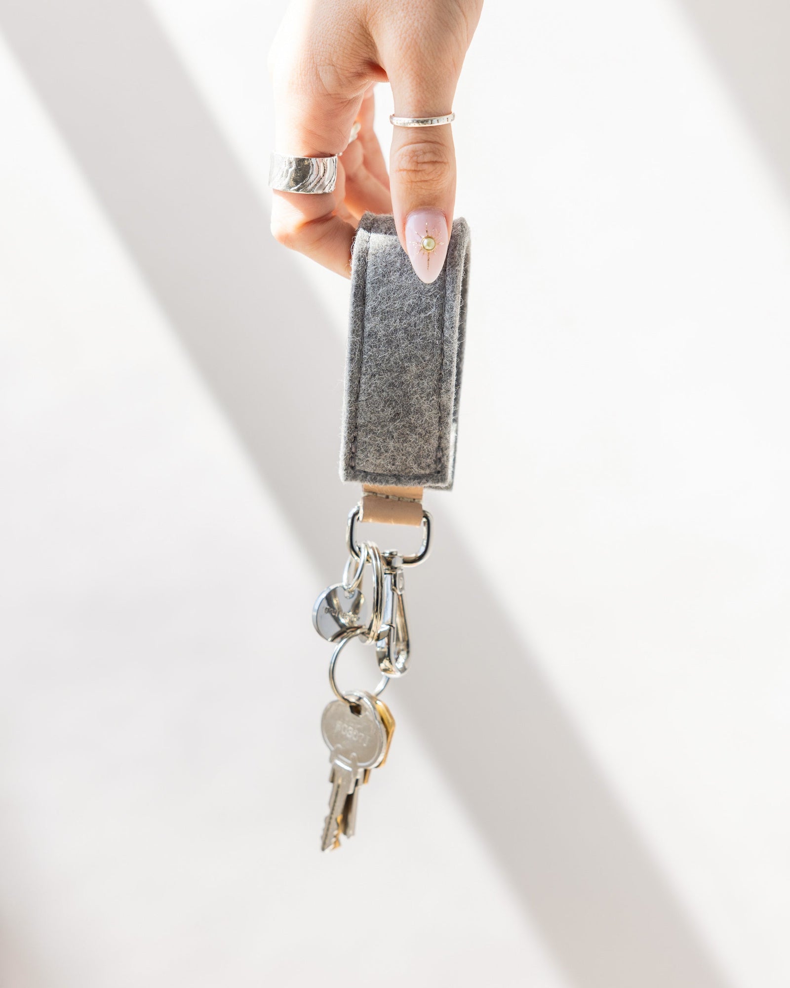 Merino Wool Loop Key Fob | Granite x Natural