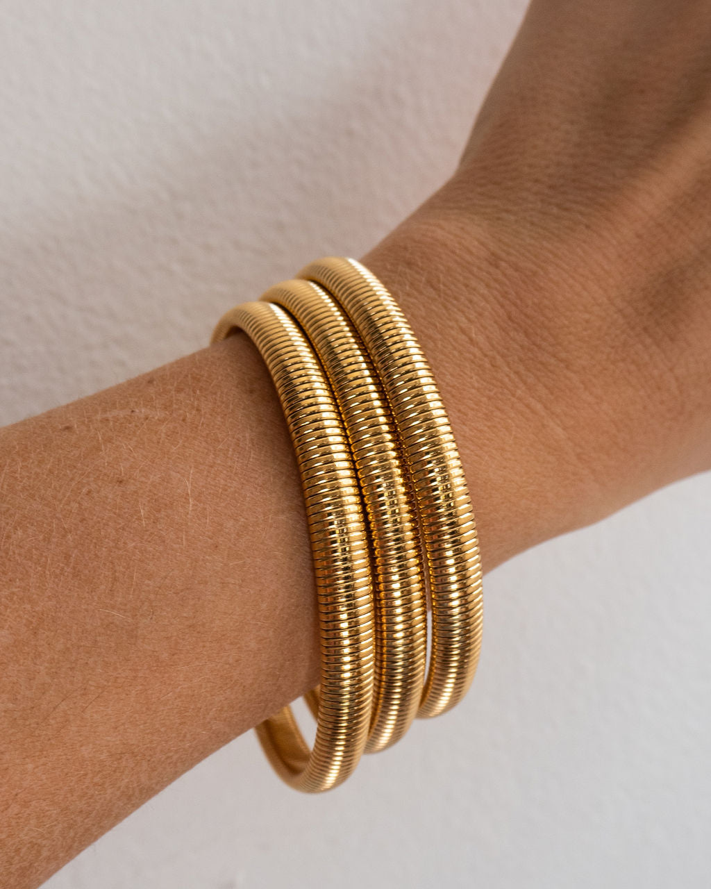 Mini Flex Snake Chain Bracelet - Set of 3 (7mm wide) - Gold | Plated Gold