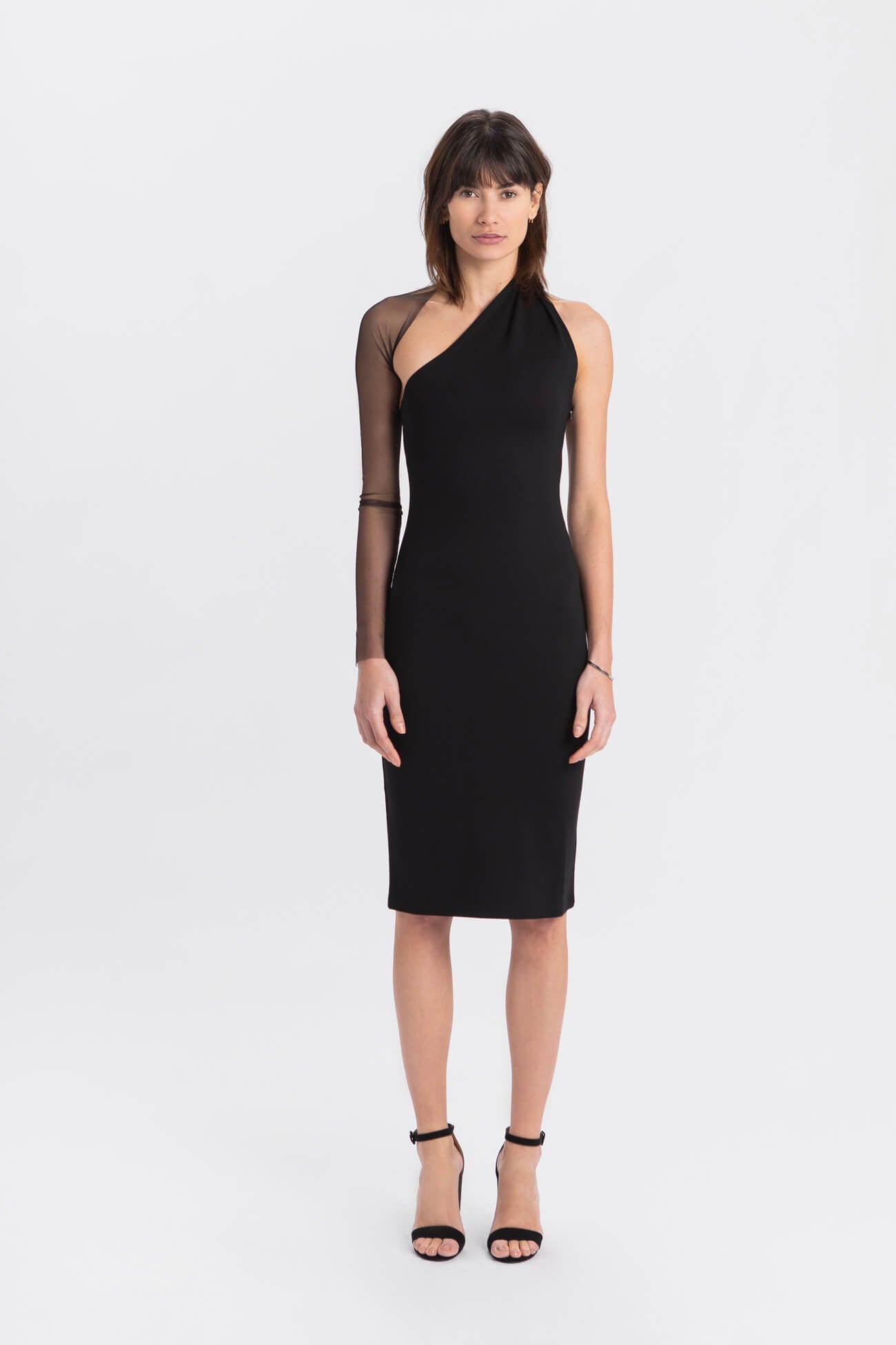 Manhatten Mesh Sleeve Dress | Black Mesh
