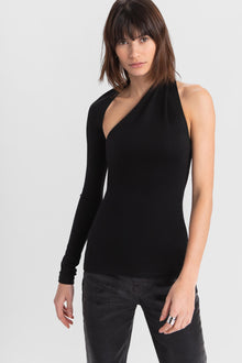 Manhattan One Shoulder Top | Black Ponte