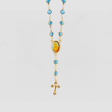The Mary Blue Stone Rosary Necklace | Gold
