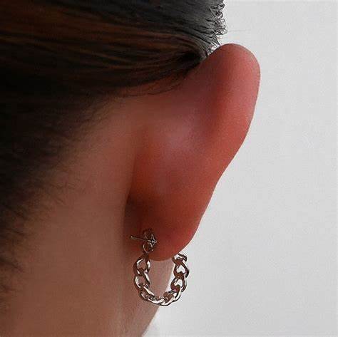 The Silver Cuban Link Mini Hoops - The M Jewelers