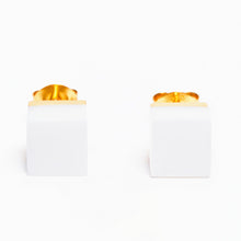 Cubic Earrings | 18K Gold Plated | White Agate