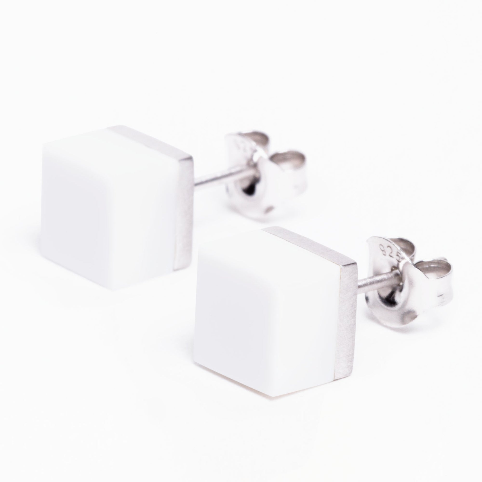 Cubic Earrings | Silver | White Agate