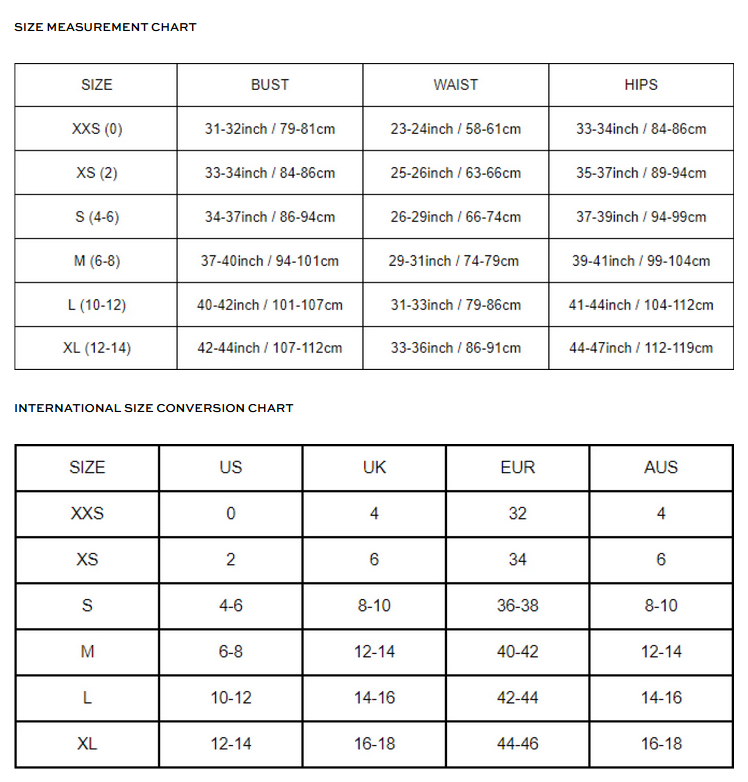 Product size guide