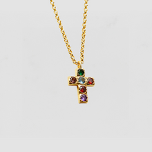 The Multicolor Small Bezel Cross | Gold Vermeil