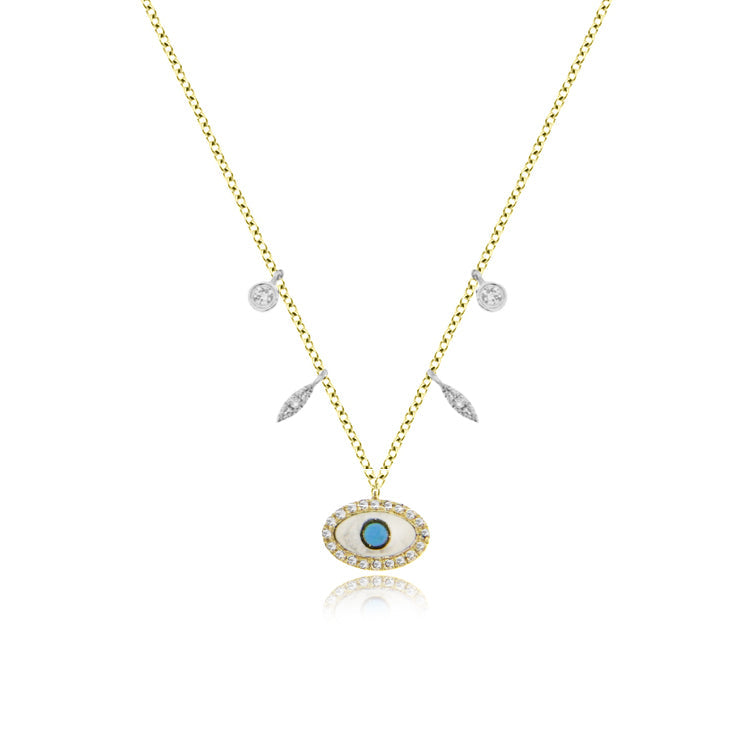 Enamel Evil Eye Necklace With Diamond 14Kt Yellow Gold | Yellow Gold