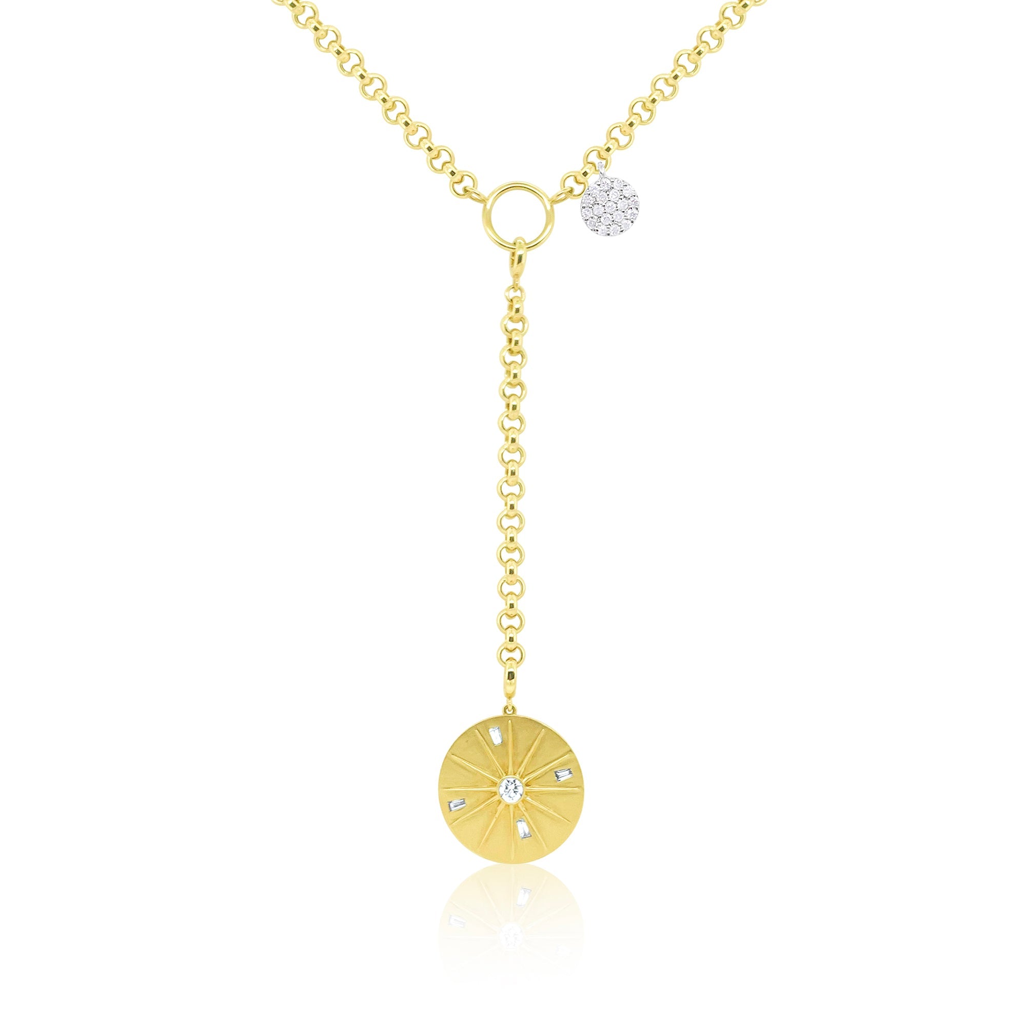 Yellow Diamond Coin Lariat Necklace | Yellow Gold