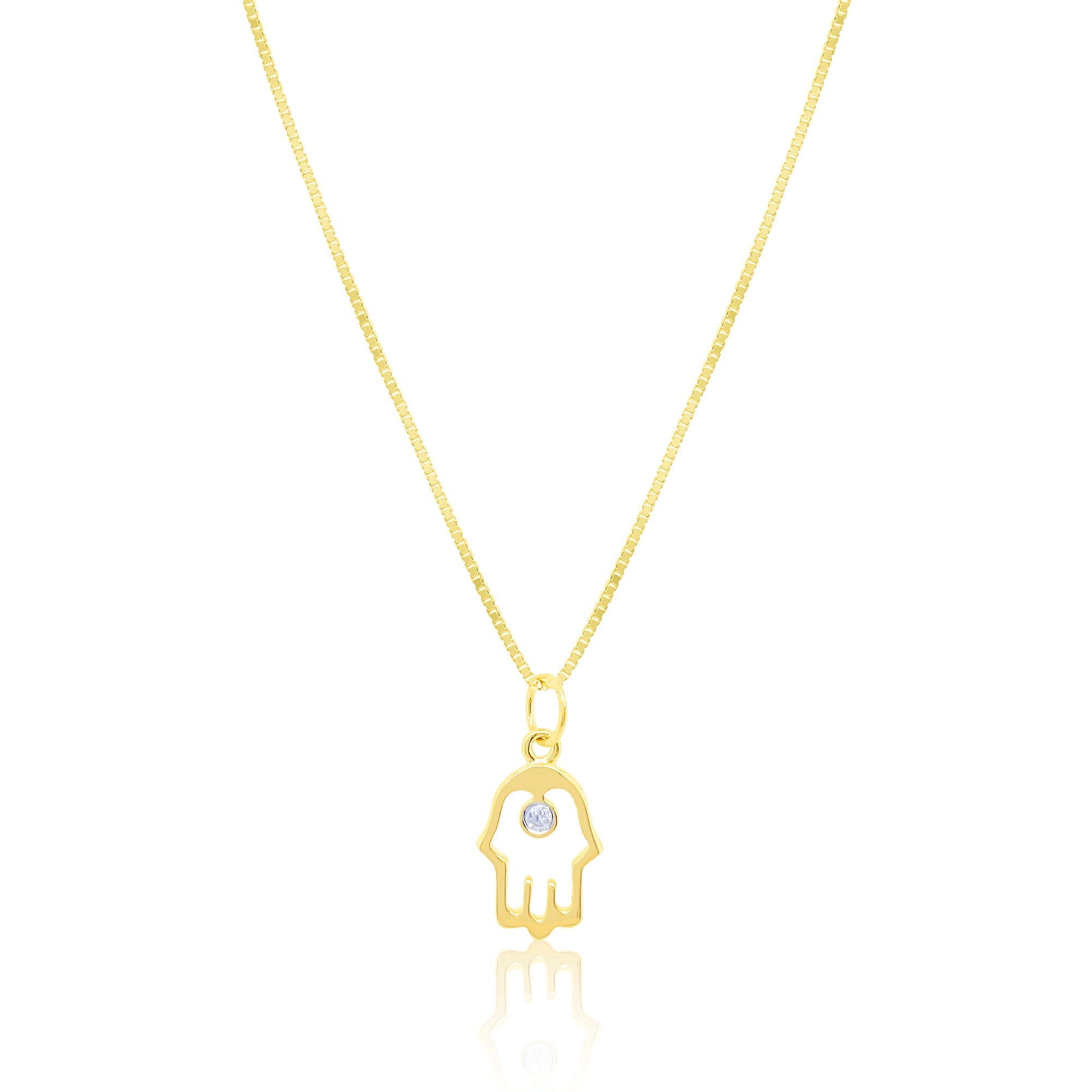 14Kt Yellow Gold And Diamond Hamsa Necklace | Yellow Gold