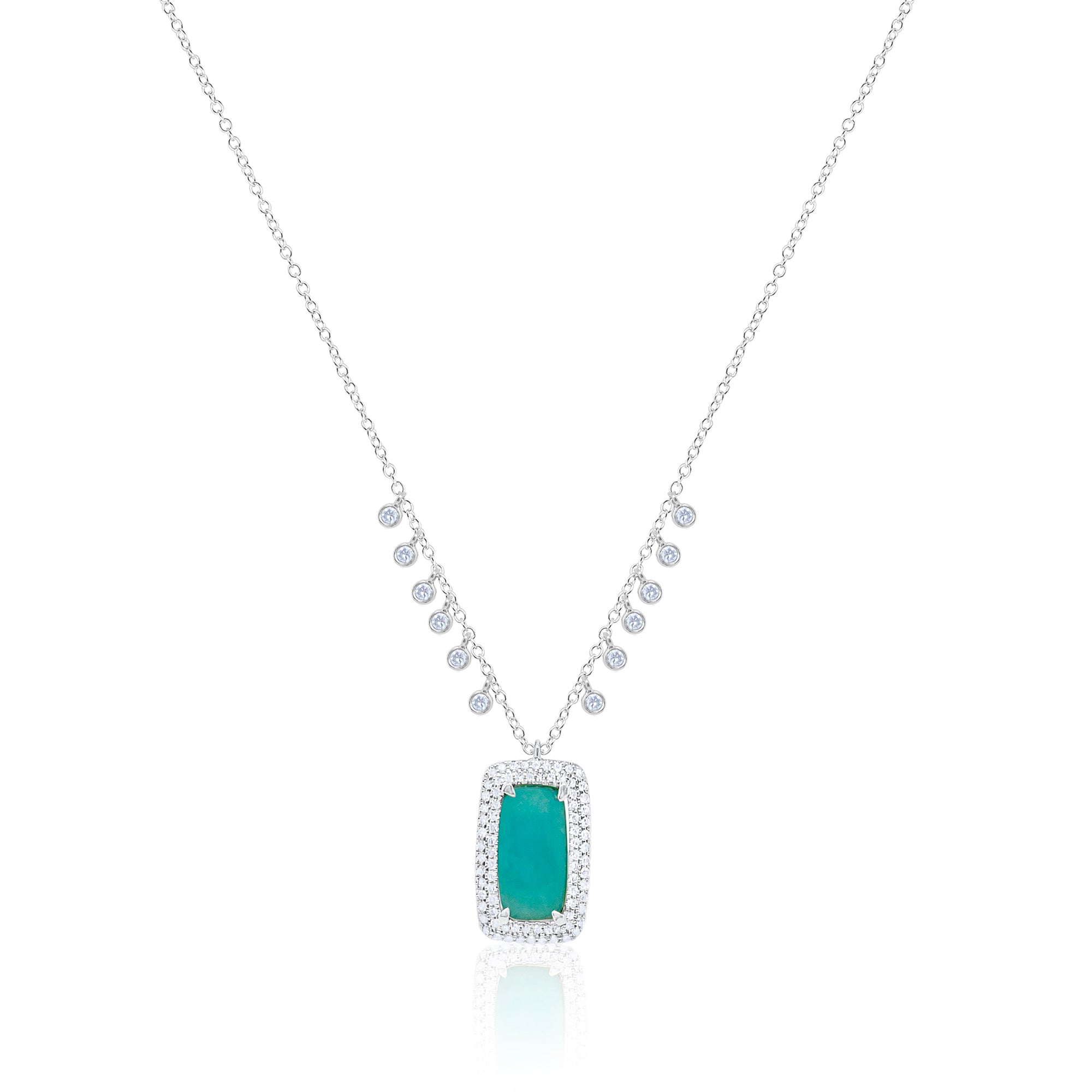 White Gold Amazonite Necklace | White Gold
