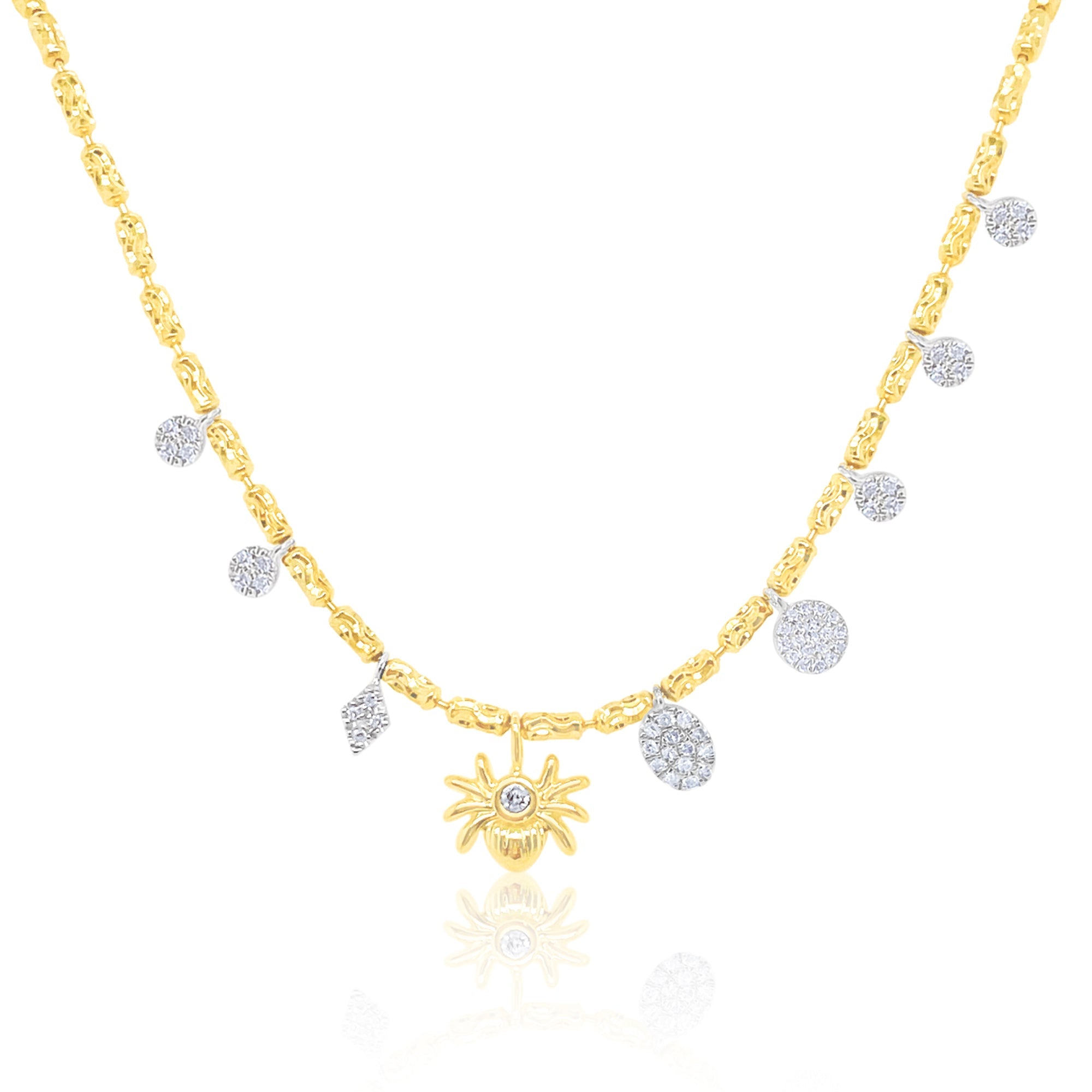 14Kt Yellow Gold Gold Barrel Crab/Spider Necklace | Yellow Gold