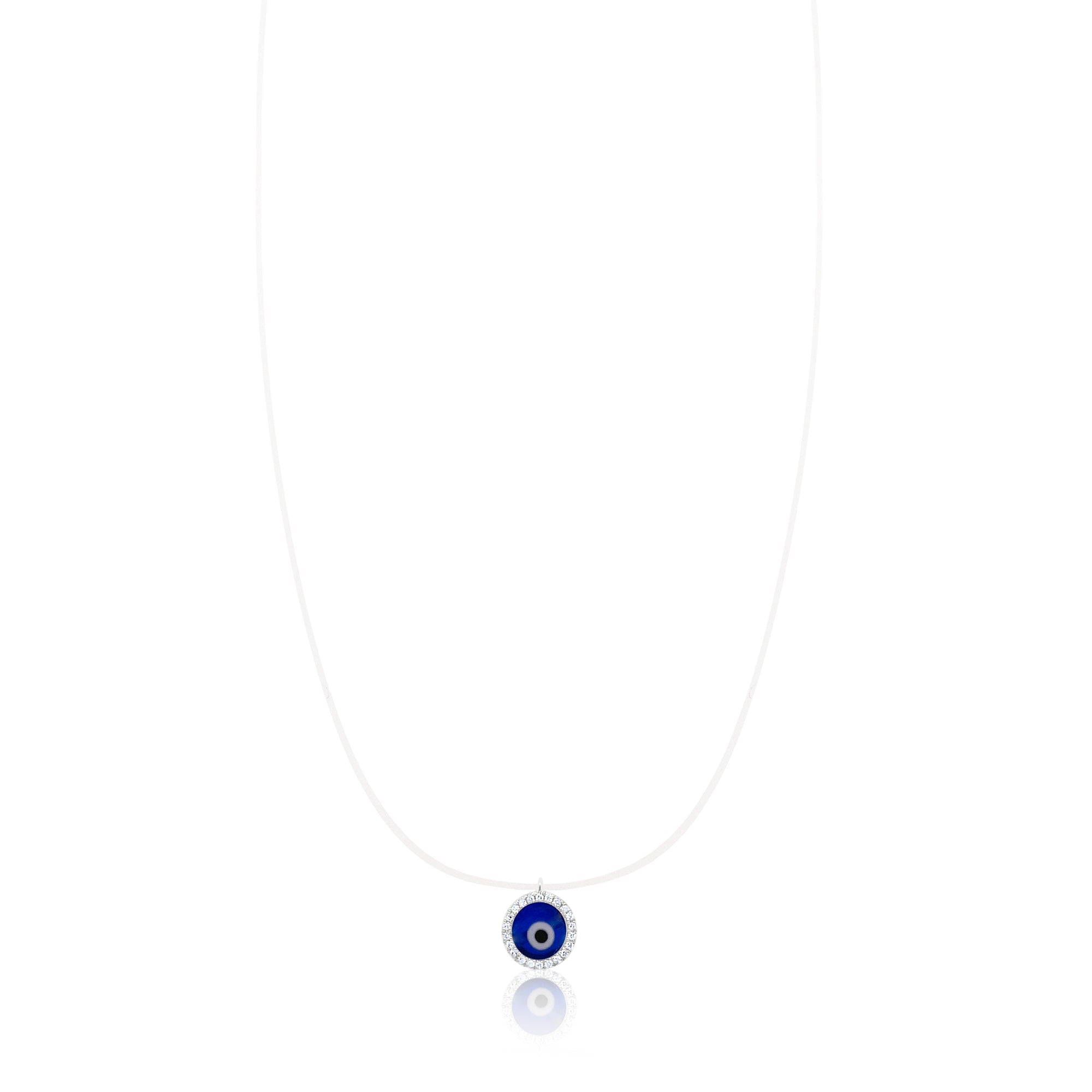 Silver And Diamond Chord Necklace With Lapis And Onyx Evil Eye | Silver