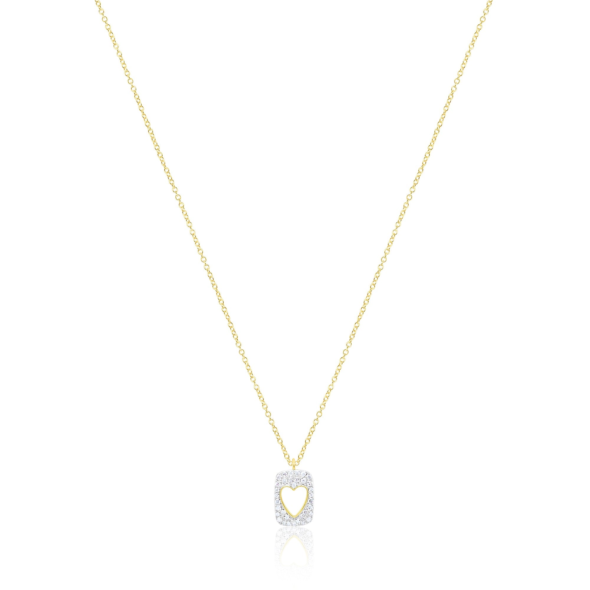 14Kt Yellow Gold Heart Medalion Diamond Necklace | Yellow Gold