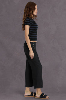 Women | Nautical Stripe Drape Back Tee | Black