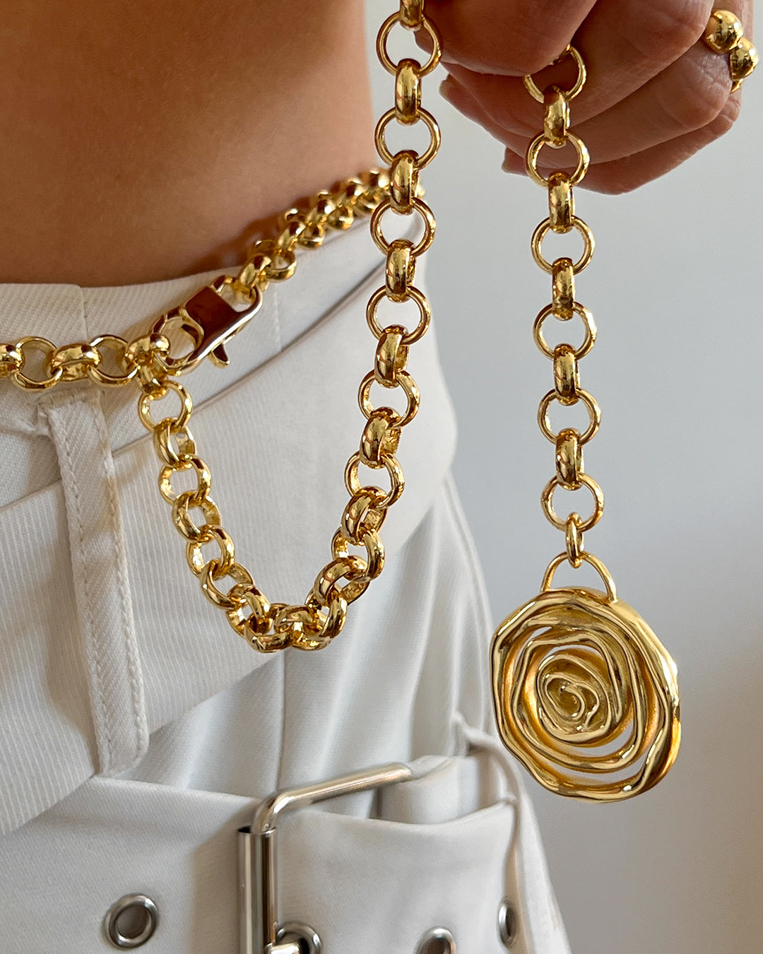 Rosette Coil Chain Belt - Gold | Plated Gold