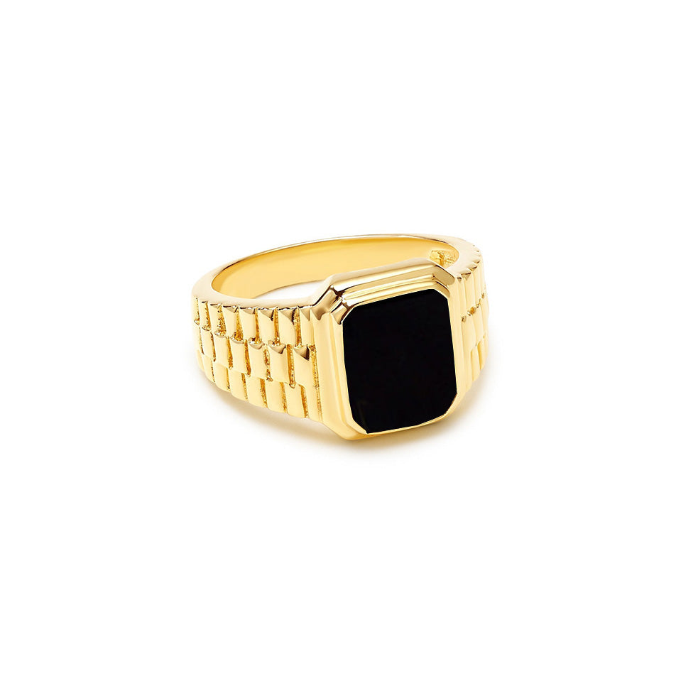 The Onyx Valine Ring | Gold Vermeil & Silver