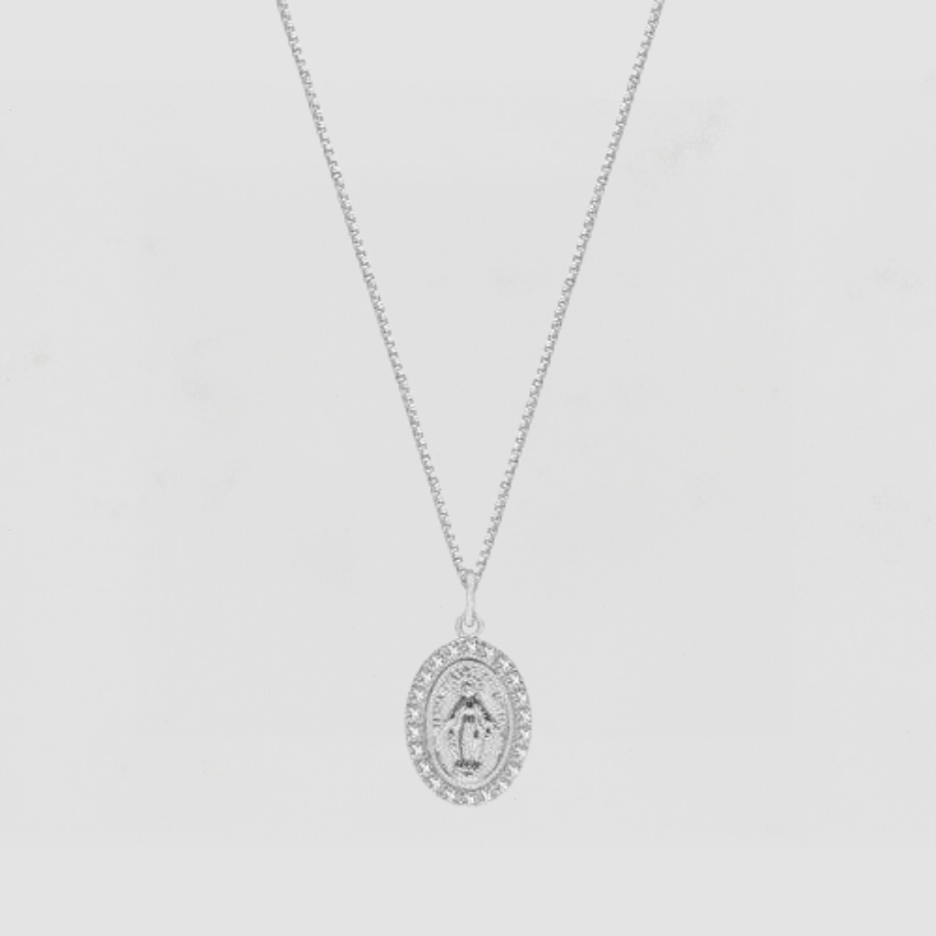 The Oval Mary Pendant Necklace Pave | Sterling Silver