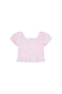 Girls Fabielle Bow Print Top | Pastry Pink