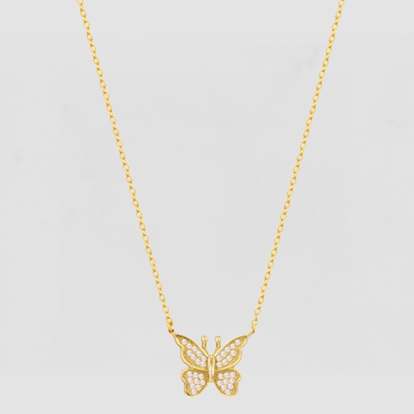 The Pave Butterfly Pendant Necklace | Gold Vermeil