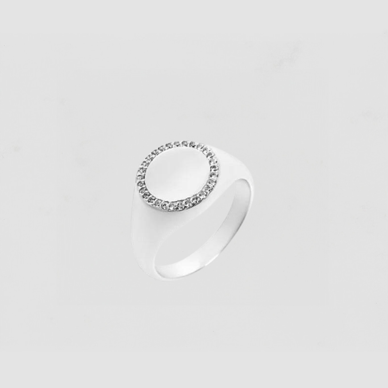 The Pave' Disc Signet Ring | Sterling Silver