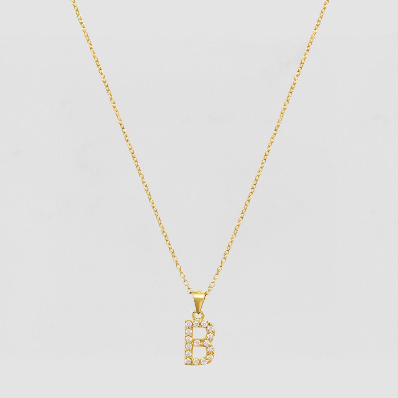 The Pave Single Block Initial Necklace | Gold Vermeil