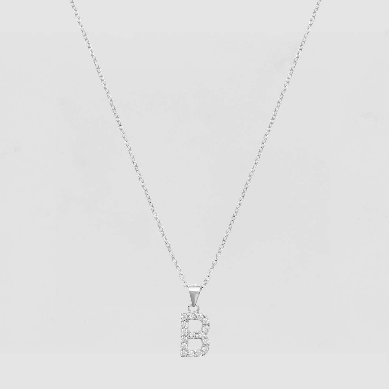 The Pave Single Block Initial Necklace | Sterling Silver