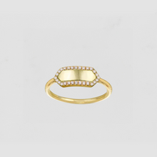 The Pave' Slim Signet Ring | Gold Vermeil
