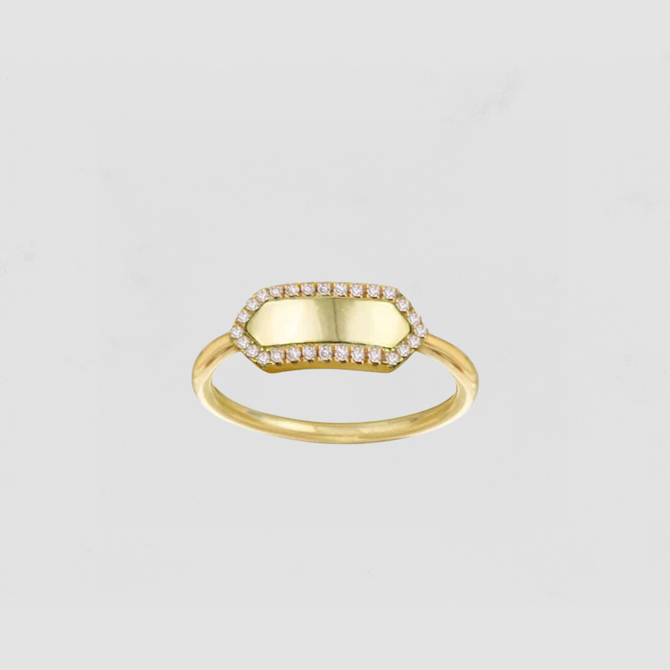 The Pave' Slim Signet Ring | Gold Vermeil