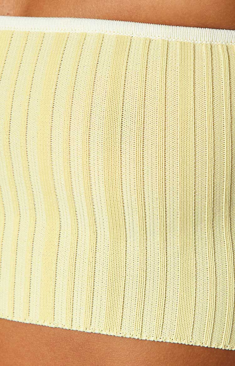 Pia Contrast Bind Knit Tube Top | Yellow