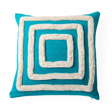 pimlico squares pillow linen blue - front view