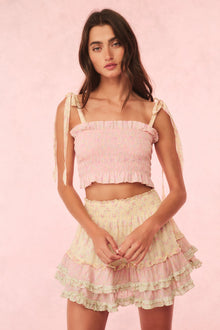 Corbin Cotton Mixed Print Top | Pink Lemonade