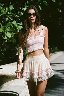 Corbin Cotton Mixed Print Top | Pink Lemonade