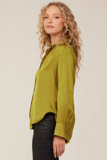 Pleated Button Down Shirt - Autumn Leaf