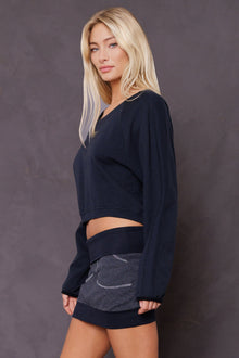 Women | Plush Fleece Cropped Sweatshirt | Past Midnight
