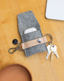 Merino Wool Pod Key Fob | Granite x Natural