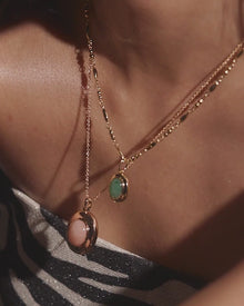 Sunset Stone Locket Necklace | Green Aventurine | Gold