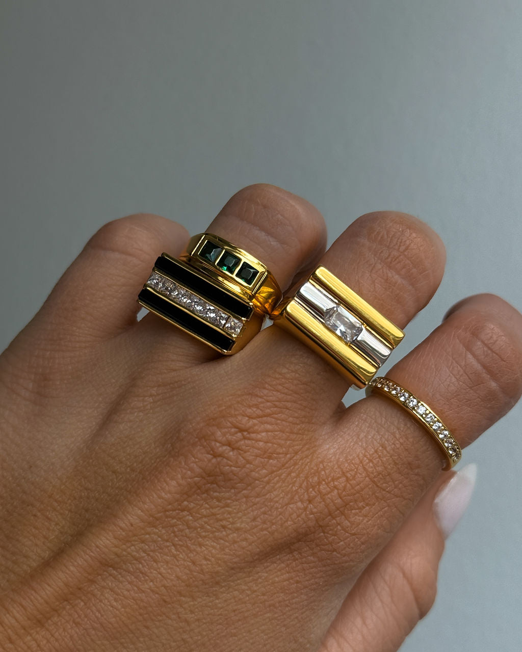 Tricolore Ring | Black Onyx/Cubic Zirconia | Silver