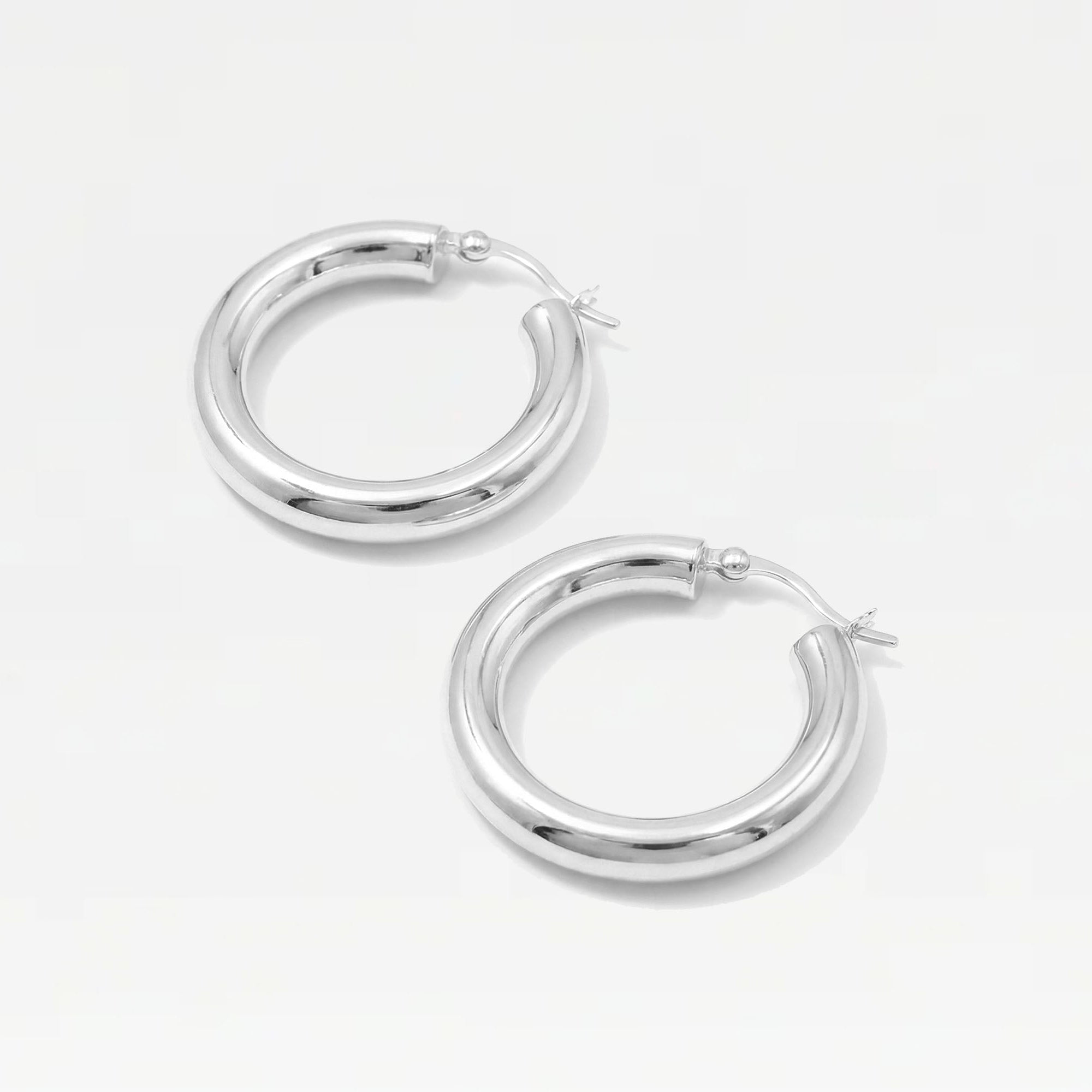 The Large Ravello Hoops | Rhodium Plated Brass