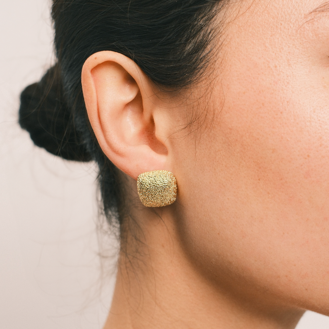 THE TEXTURED SQUARE HEIRLOOM EARRING STUDS - The M Jewelers