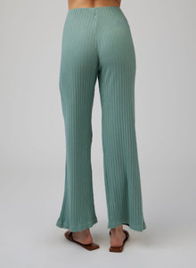 Ribbed Wide Leg Pant | Clean Sage