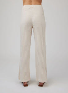 Ribbed Wide Leg Pant | Sand Shell