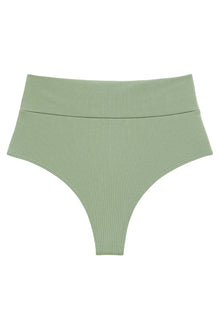 Full Coverage High Rise Bikini Bottom | Sage Green Rib