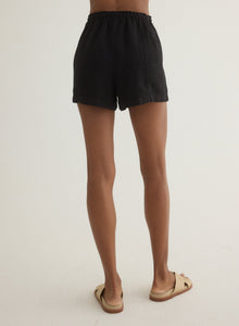 Seamed Ruffle Waist Short | Black